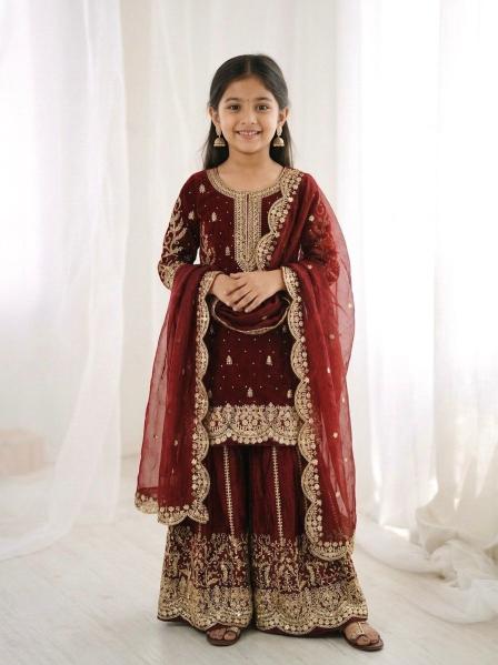 Kids Ethnic Wear ZSR 3169 Fendy Silk red Children clothing wholesale market in Mumbai
